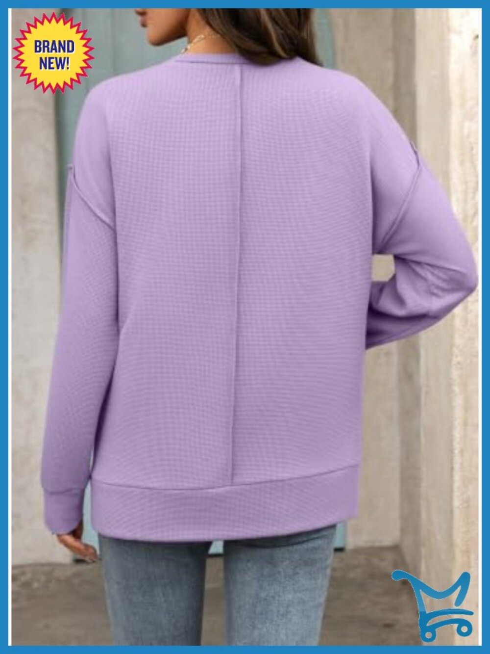 Crew Neck Sweatshirt Loose Side Split Pullover Tops Long Sleeve - Picture 3 of 6
